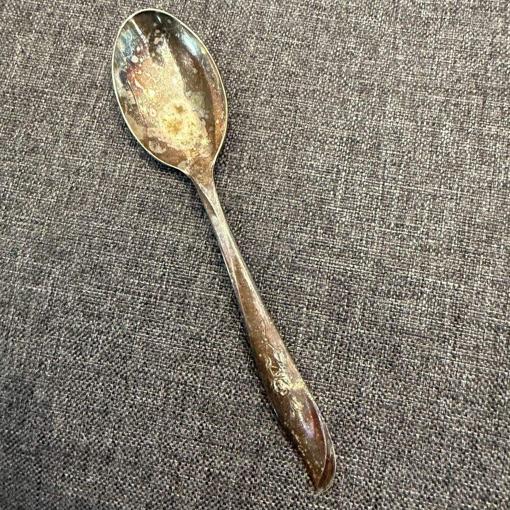Vintage Supreme Silver Plate Flatware, Dinner Soup Spoon, Leaf Motif
